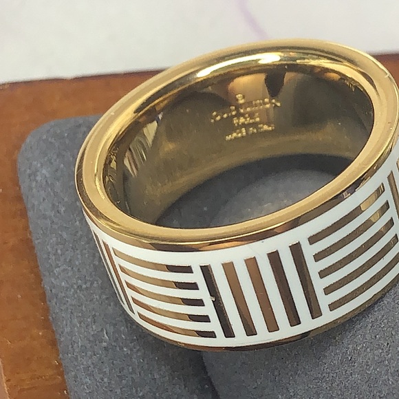 M LOUIS VUITTON LV Damier Berg White Gold Plated Ring Size 9-1/4 (M, 20) NWOT - Picture 6 of 14